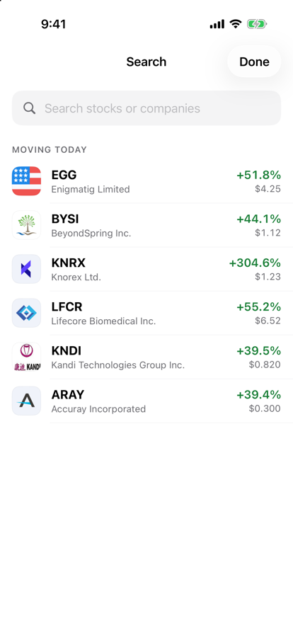 Search every US stock, ETF and OTC name